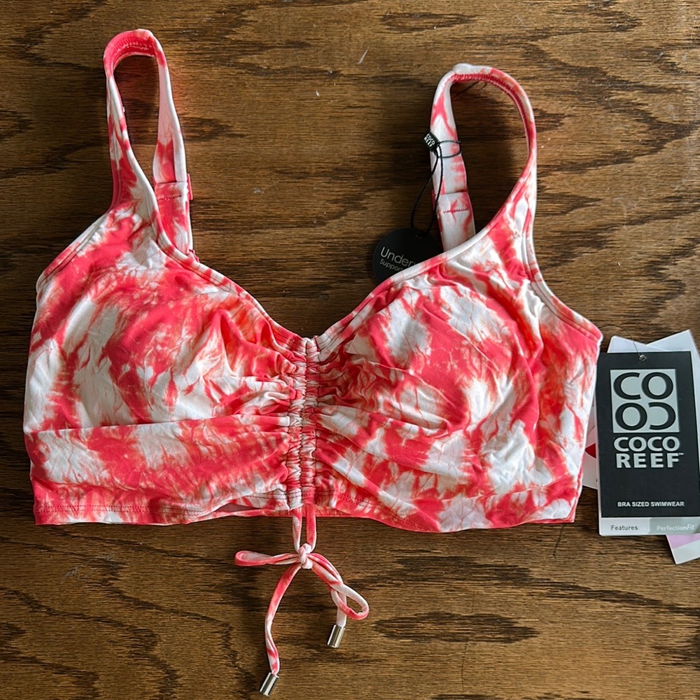 Coco Reef Coral and White Swim Top